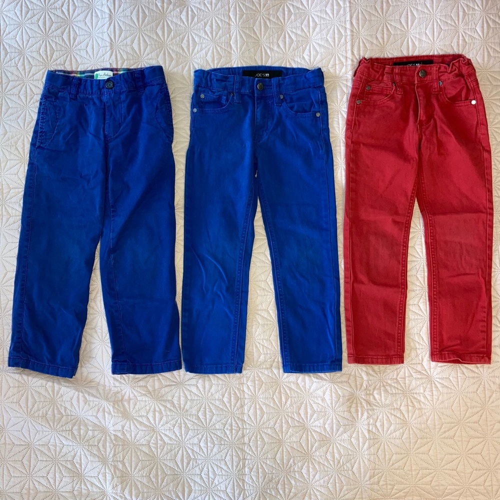 3 Pairs Red/Blue Pants - Mini Boden & Joe’s Jeans